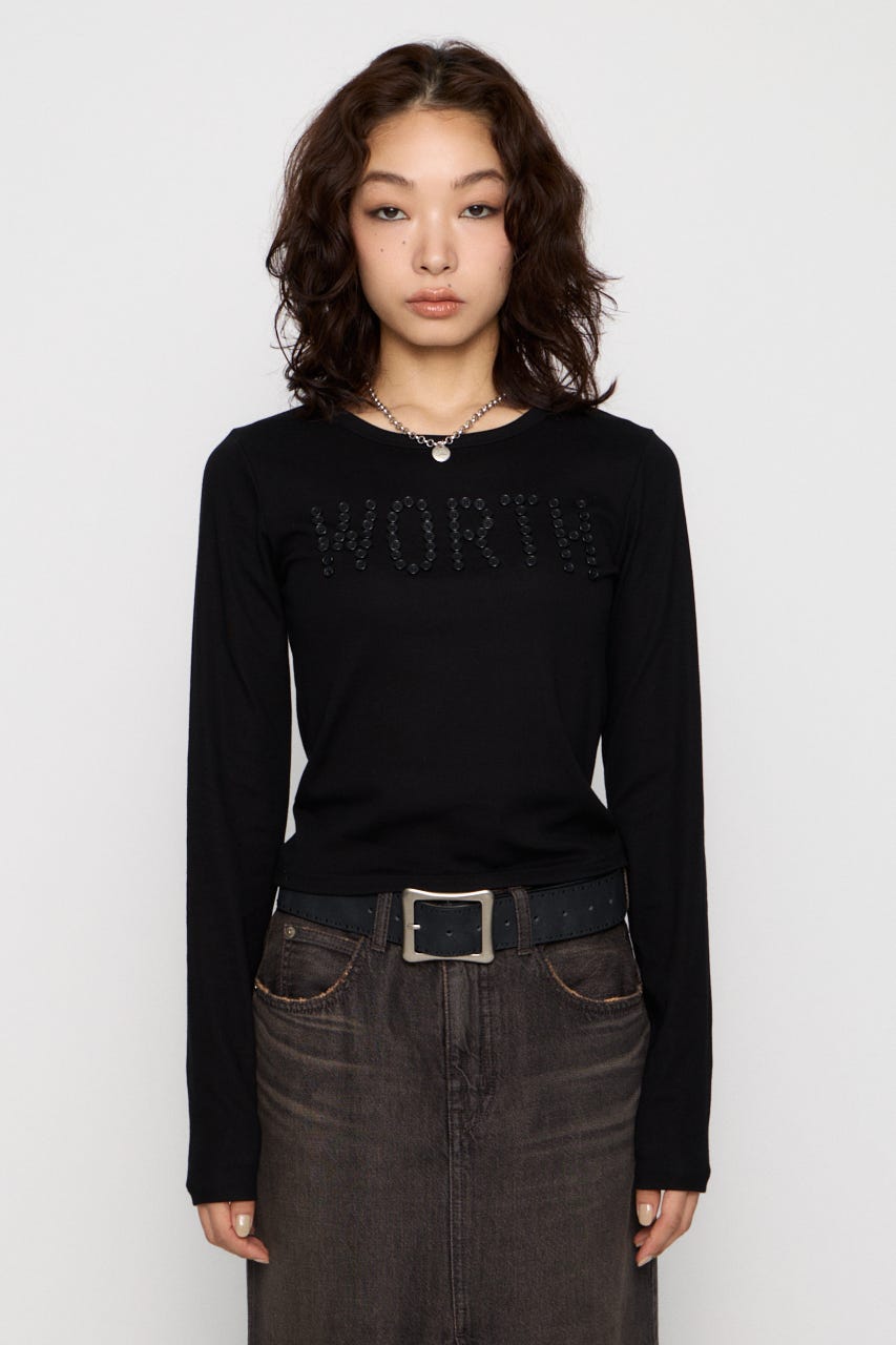 MESSAGE BUTTON  ロングスリーブTシャツ BLK FREE