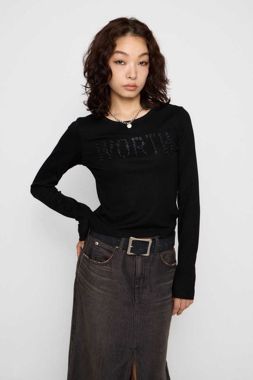 MESSAGE BUTTON  ロングスリーブTシャツ BLK FREE