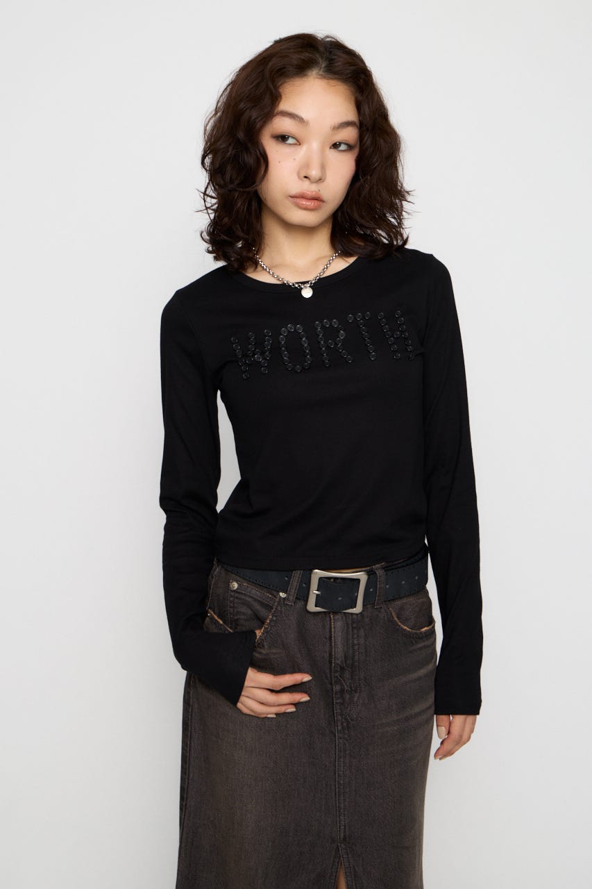 MESSAGE BUTTON  ロングスリーブTシャツ BLK FREE