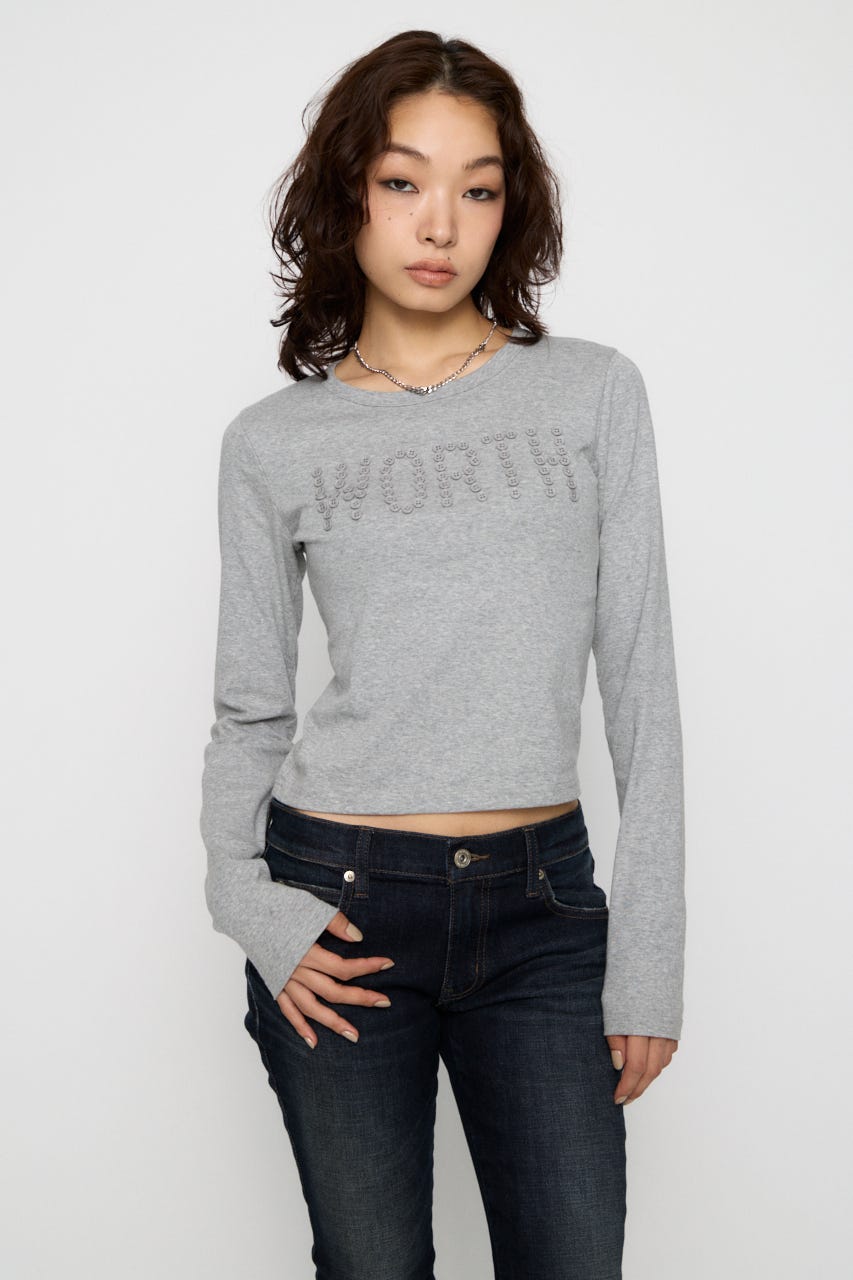 MESSAGE BUTTON  ロングスリーブTシャツ GRY FREE