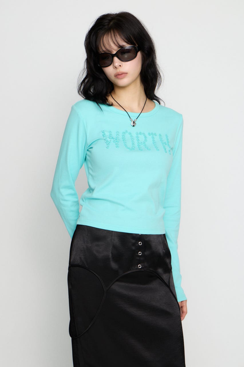 MESSAGE BUTTON  ロングスリーブTシャツ MINT FREE