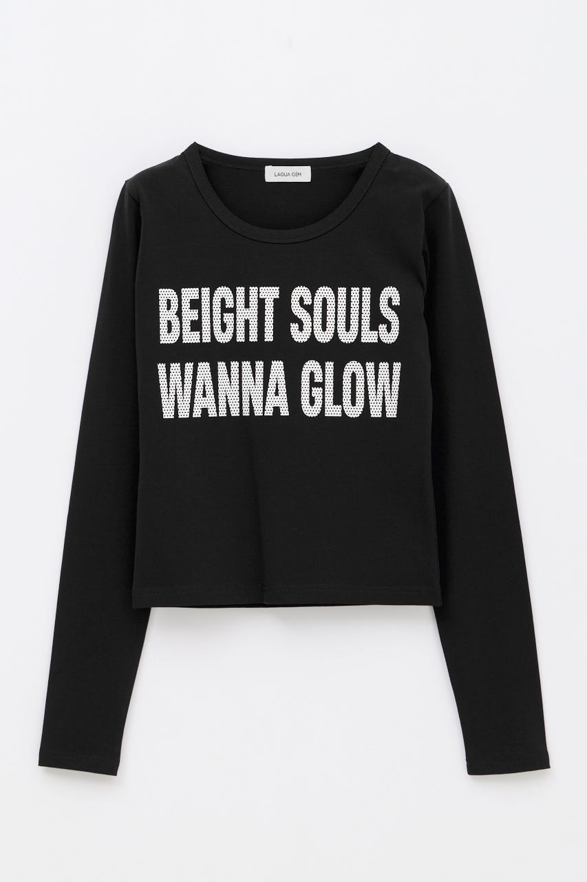 DOT LETTERING PRINT トップス BLK FREE