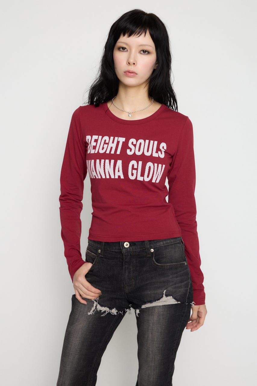 DOT LETTERING PRINT トップス D/RED FREE
