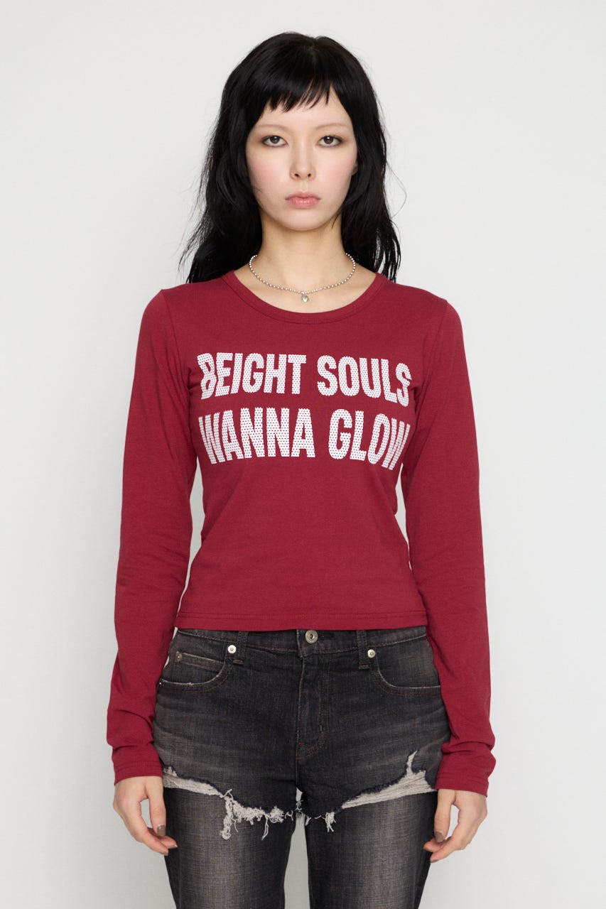 DOT LETTERING PRINT トップス D/RED FREE