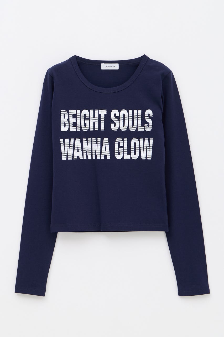 DOT LETTERING PRINT トップス NVY FREE