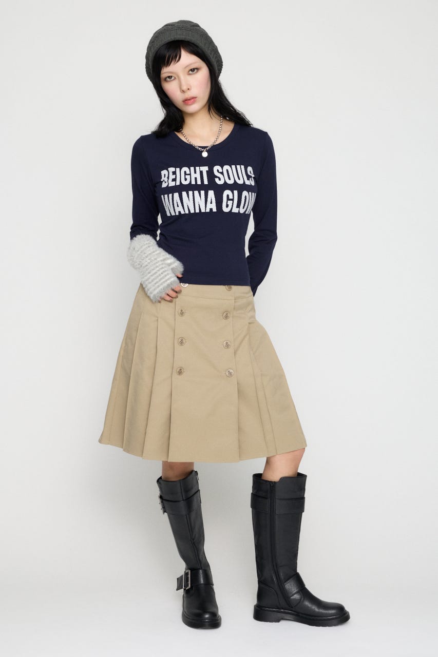DOT LETTERING PRINT トップス NVY FREE