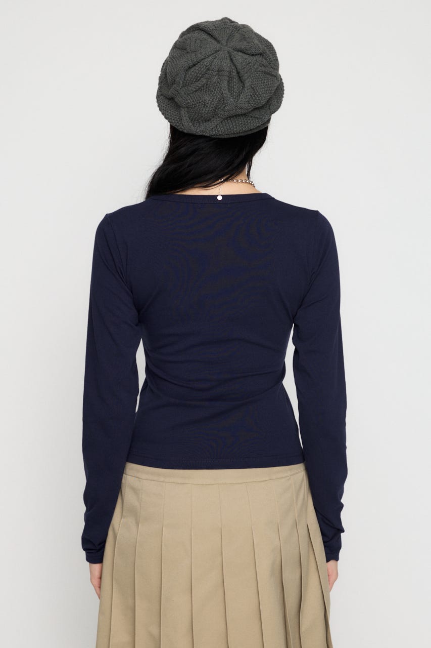 DOT LETTERING PRINT トップス NVY FREE