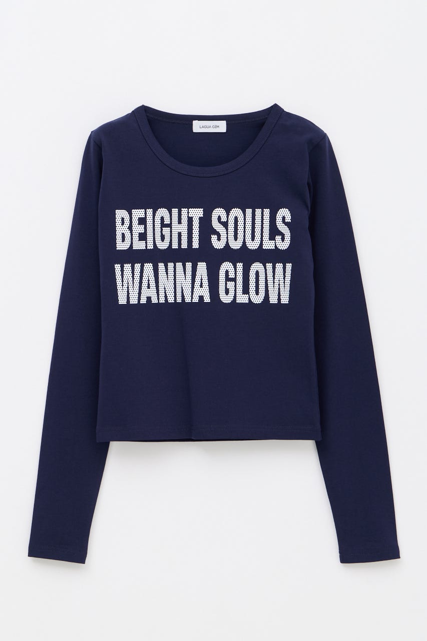 DOT LETTERING PRINT トップス NVY FREE