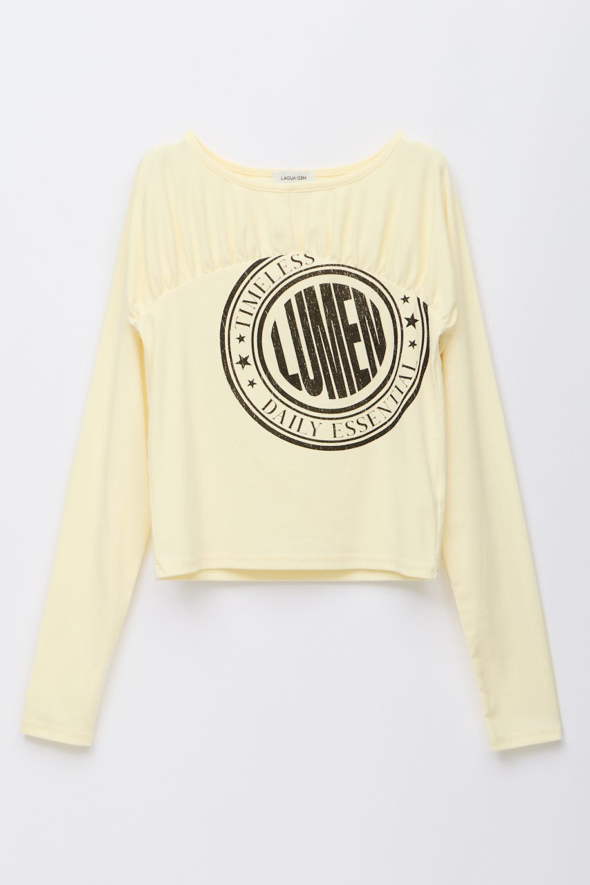 SWITCHING GATHER PRINT トップス IVOY FREE