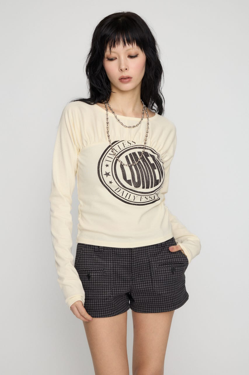 SWITCHING GATHER PRINT トップス IVOY FREE