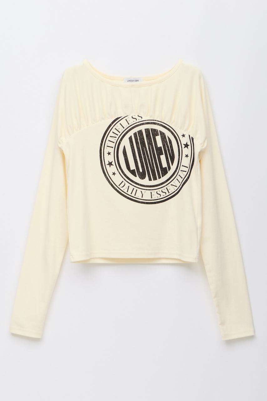SWITCHING GATHER PRINT トップス IVOY FREE