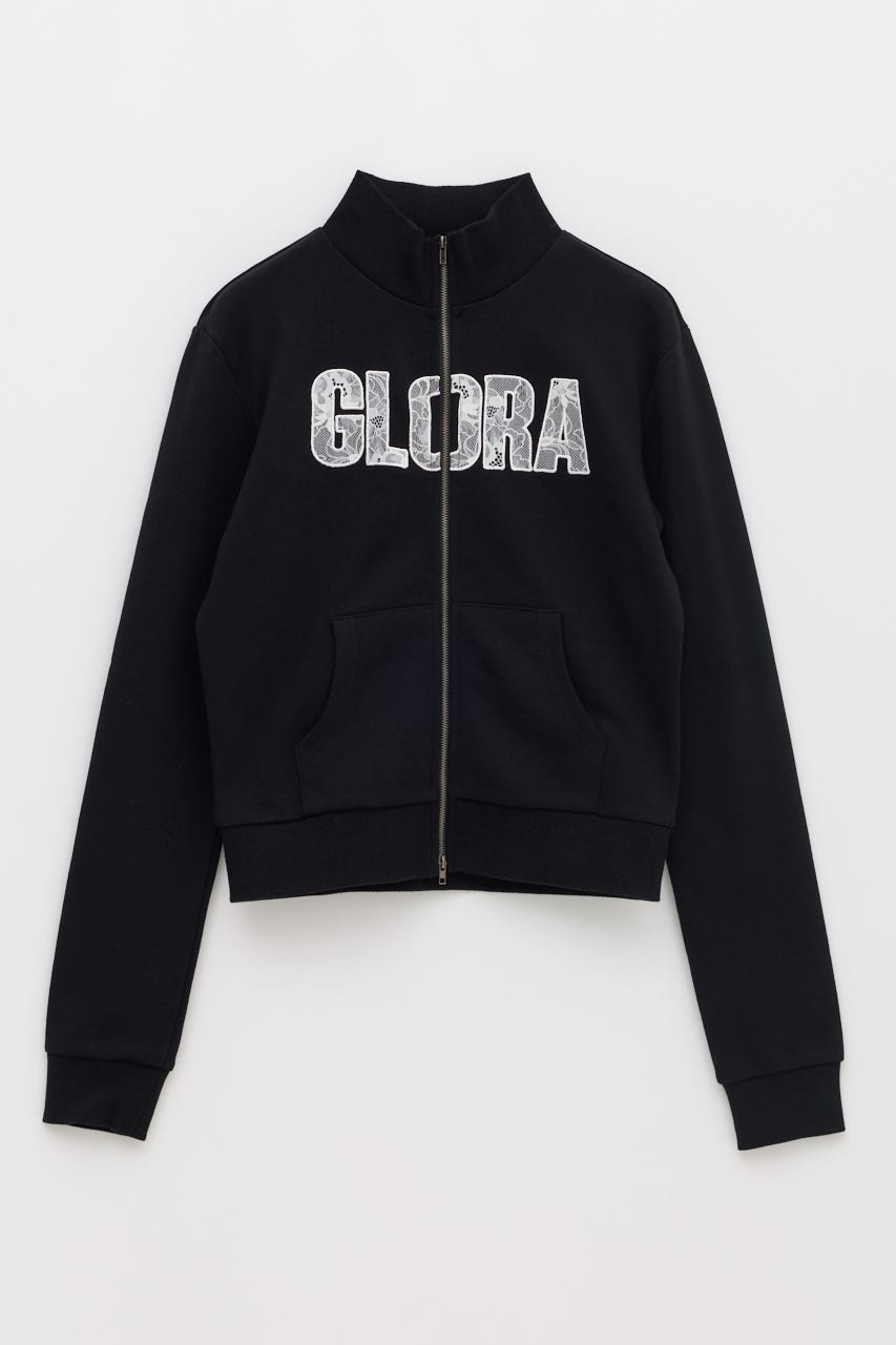 LACE FONT ZIP スウェット BLK FREE