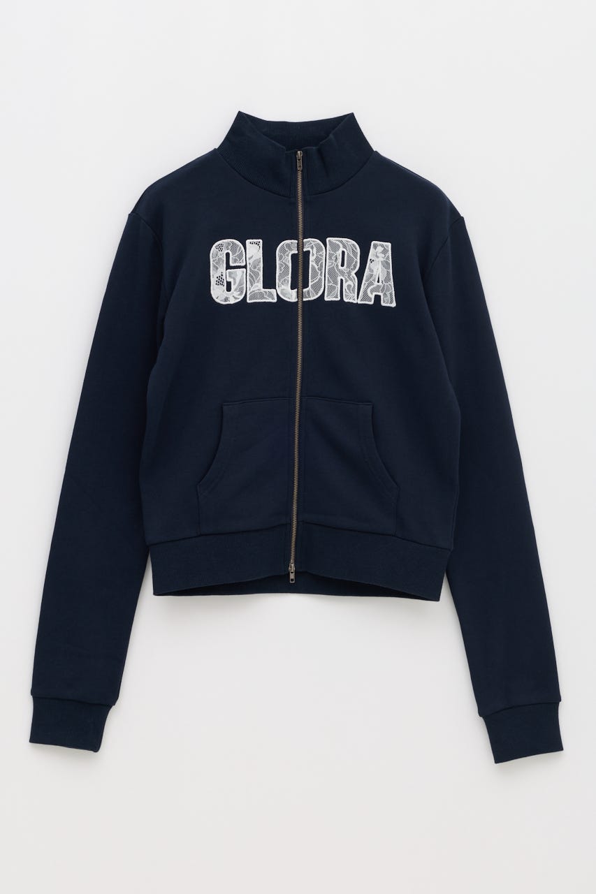 LACE FONT ZIP スウェット NVY FREE