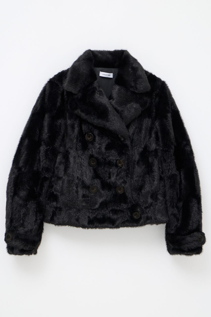 FAUX FUR COMPACT DOUBLE コート BLK FREE