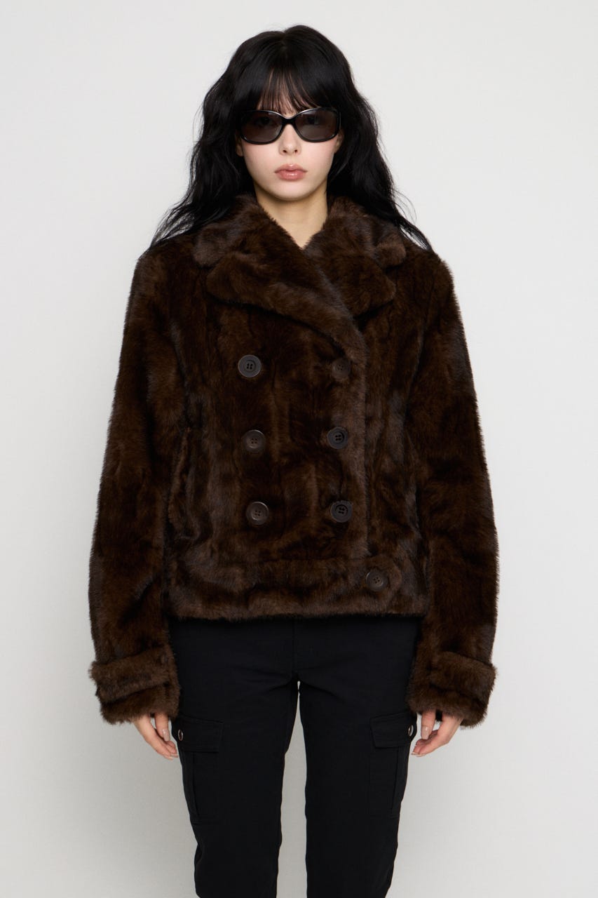 FAUX FUR COMPACT DOUBLE コート BRN FREE