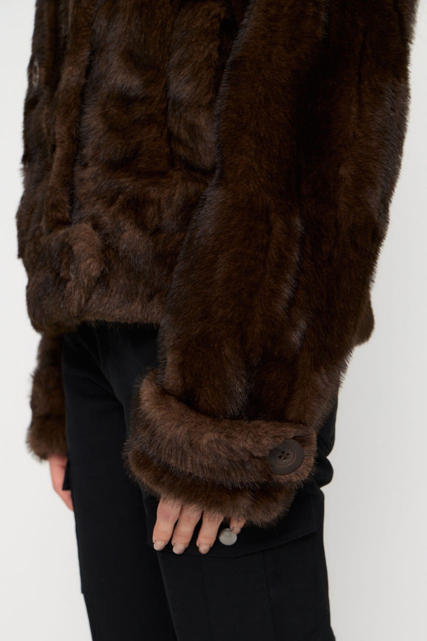 FAUX FUR COMPACT DOUBLE コート BRN FREE