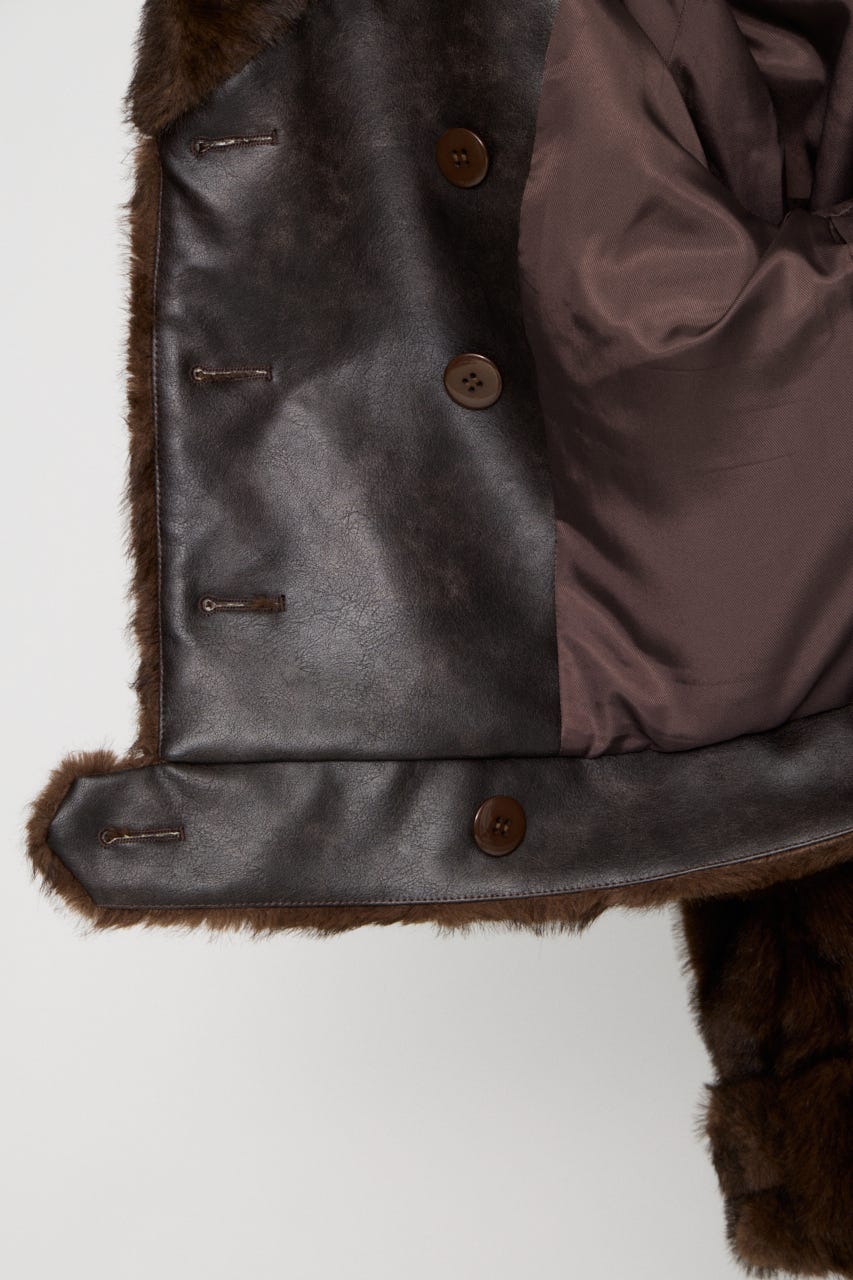 FAUX FUR COMPACT DOUBLE コート BRN FREE