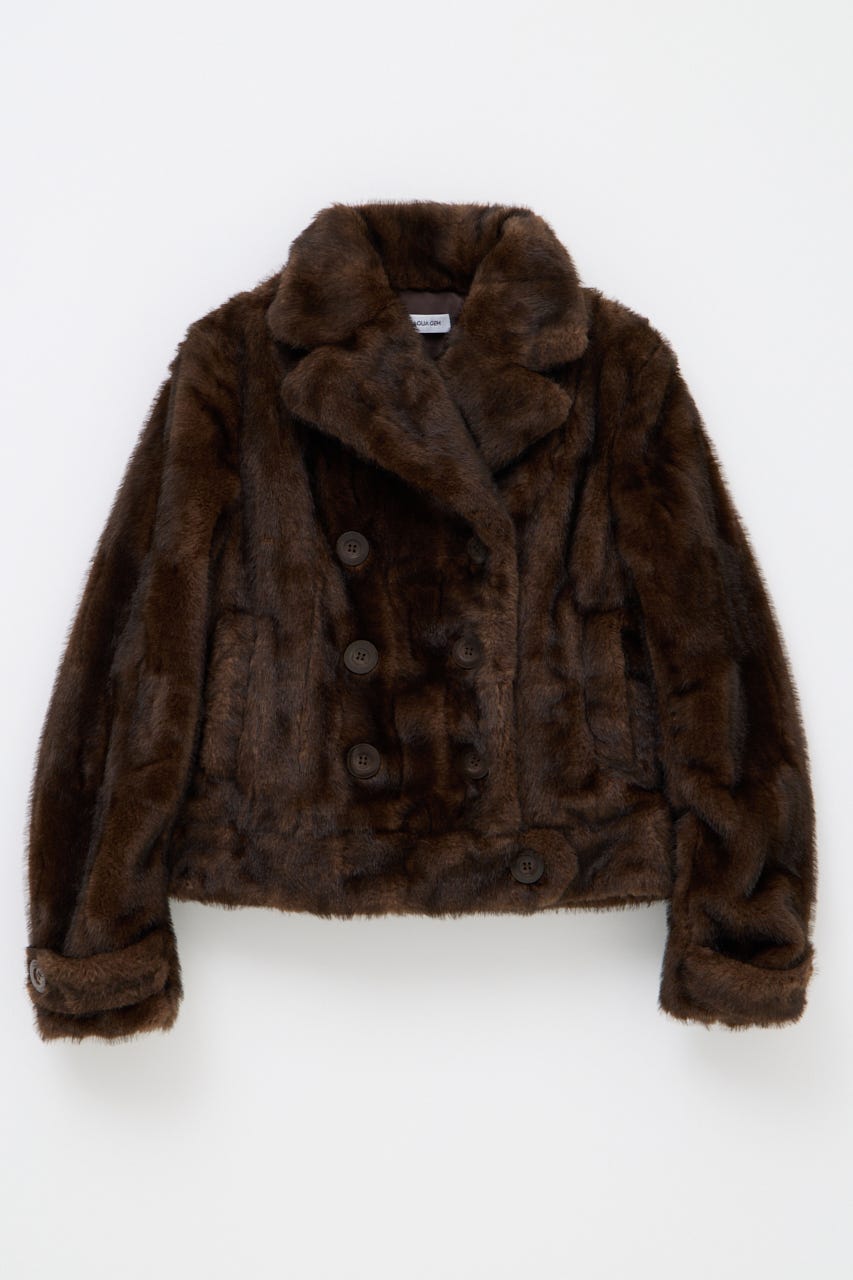 FAUX FUR COMPACT DOUBLE コート BRN FREE