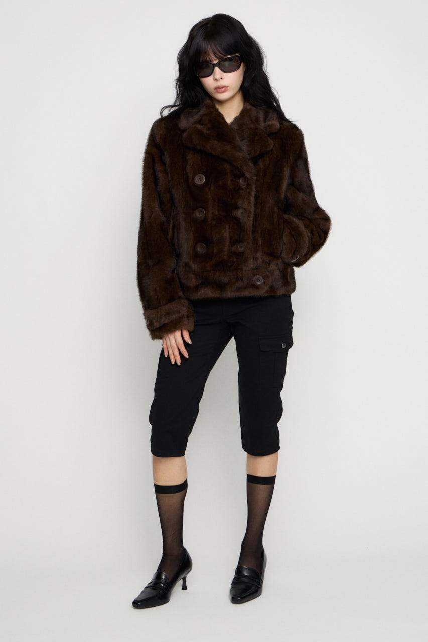 FAUX FUR COMPACT DOUBLE コート BRN FREE