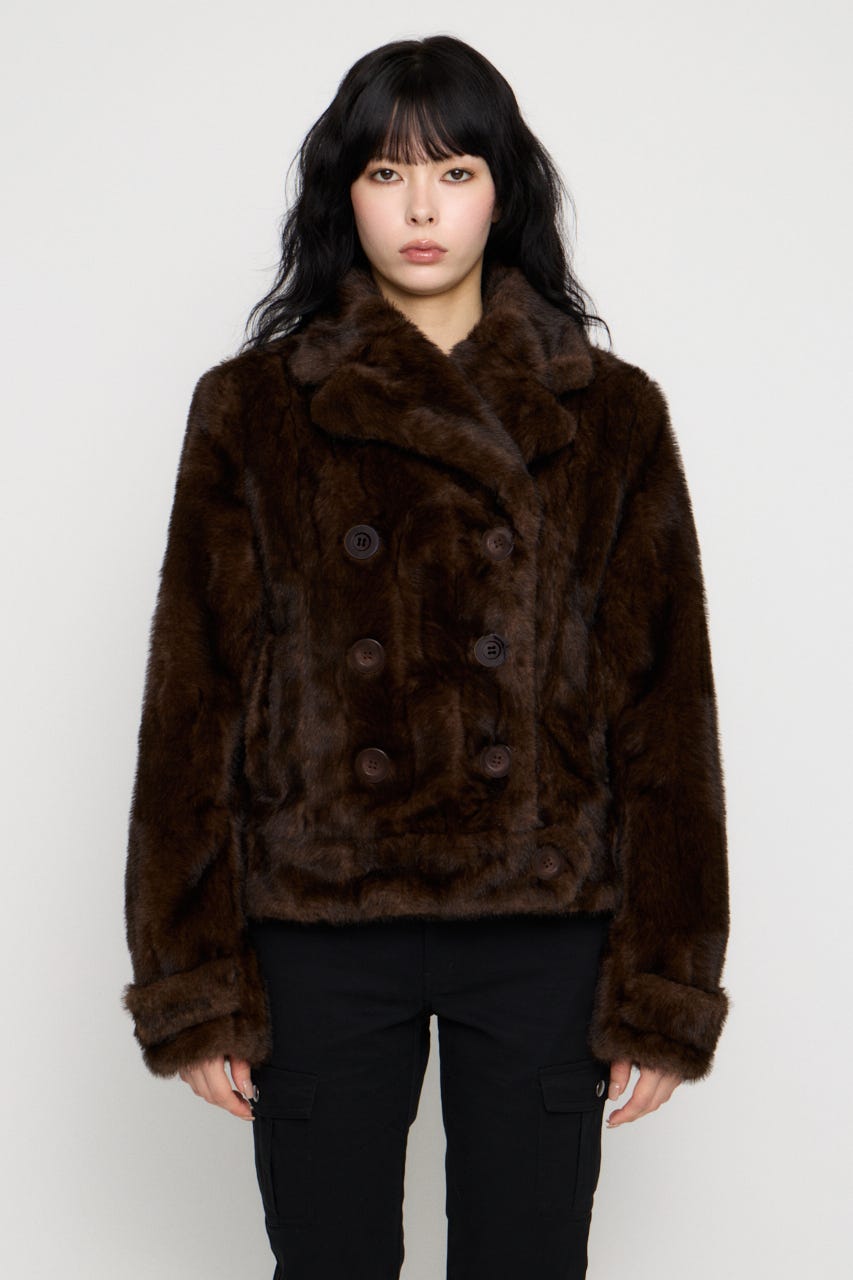 FAUX FUR COMPACT DOUBLE コート BRN FREE