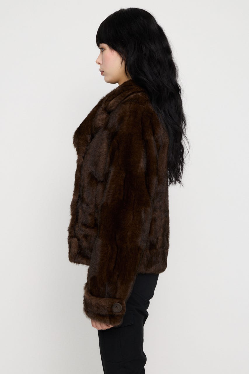 FAUX FUR COMPACT DOUBLE コート BRN FREE