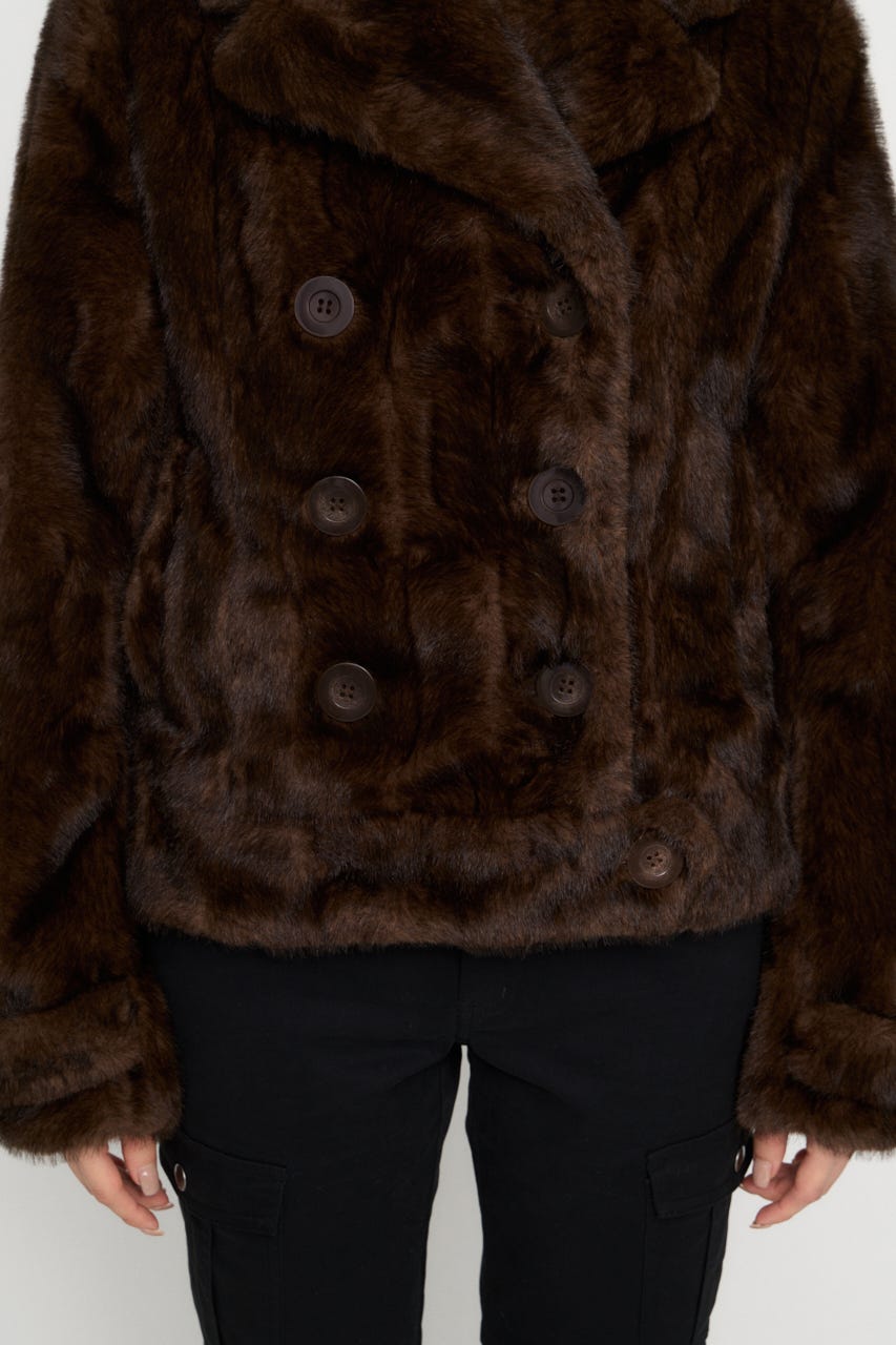FAUX FUR COMPACT DOUBLE コート BRN FREE