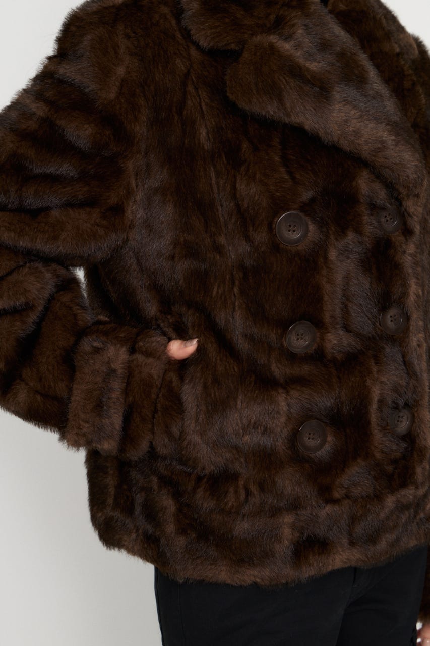 FAUX FUR COMPACT DOUBLE コート BRN FREE