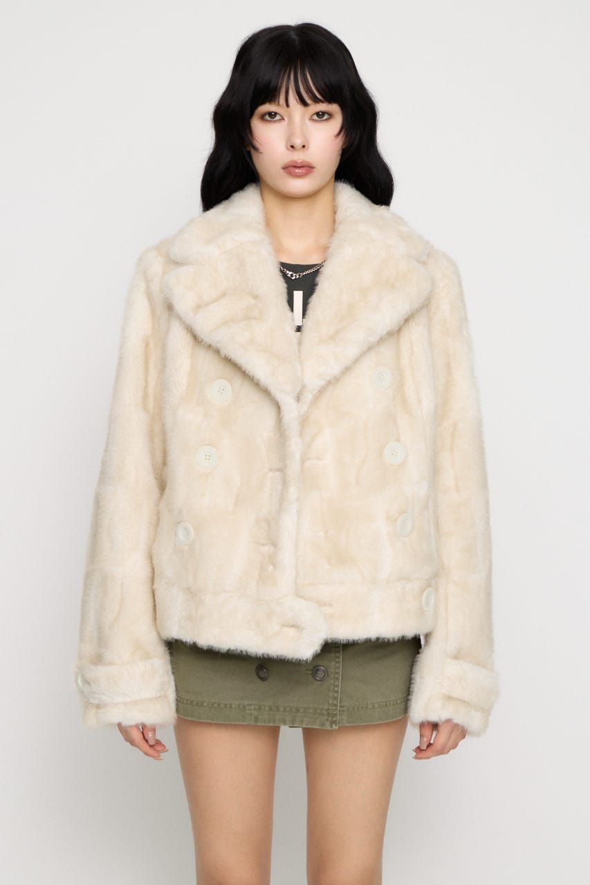 FAUX FUR COMPACT DOUBLE コート IVOY FREE