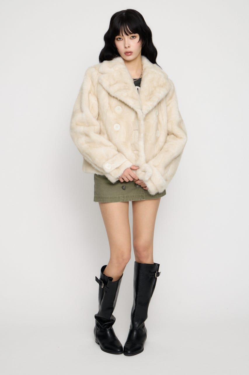 FAUX FUR COMPACT DOUBLE コート IVOY FREE