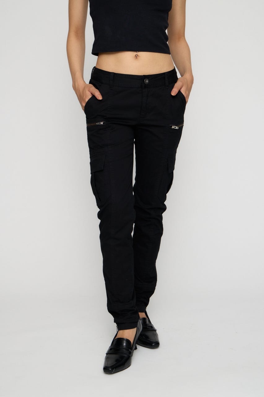 COTTON SLIM CARGO パンツ BLK M