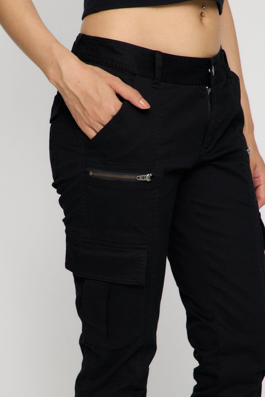 COTTON SLIM CARGO パンツ BLK M
