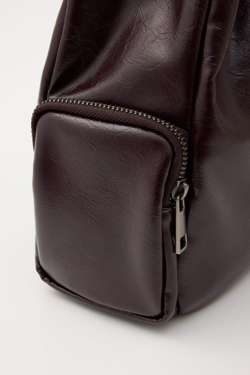 DRAWSTRING FAUX LEATHER バッグ D/RED FREE
