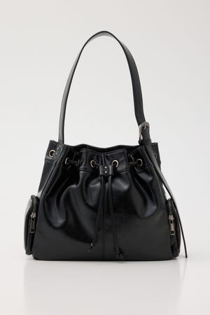 DRAWSTRING FAUX LEATHER バッグ