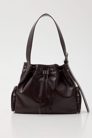 DRAWSTRING FAUX LEATHER バッグ