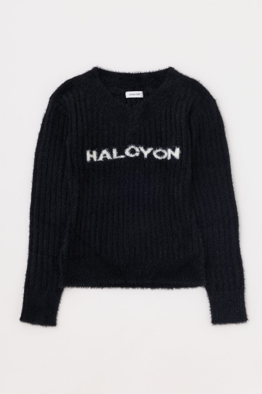 WIDE NECK SHAGGY ニット BLK FREE