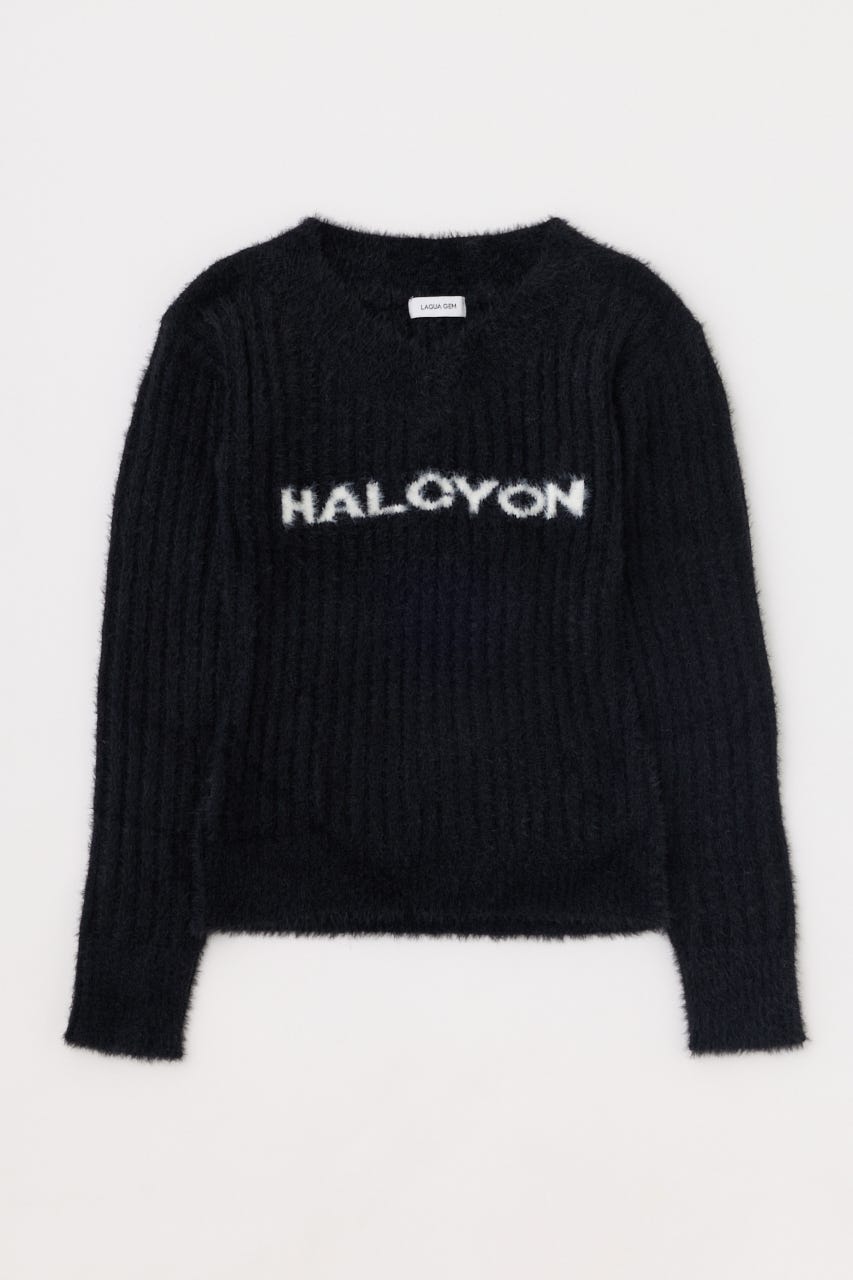 WIDE NECK SHAGGY ニット BLK FREE