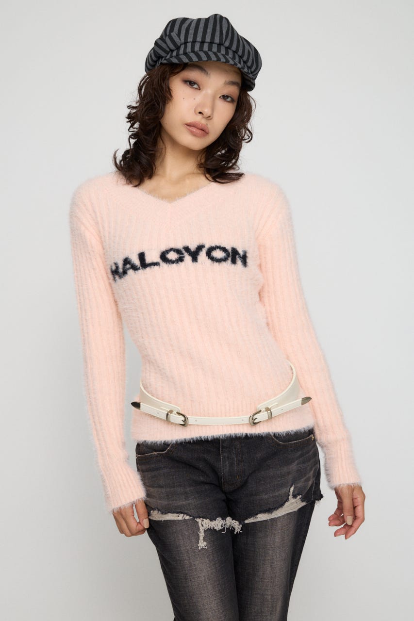 WIDE NECK SHAGGY ニット PNK FREE