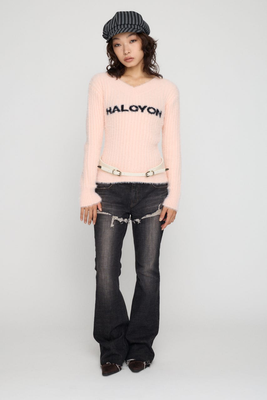 WIDE NECK SHAGGY ニット PNK FREE
