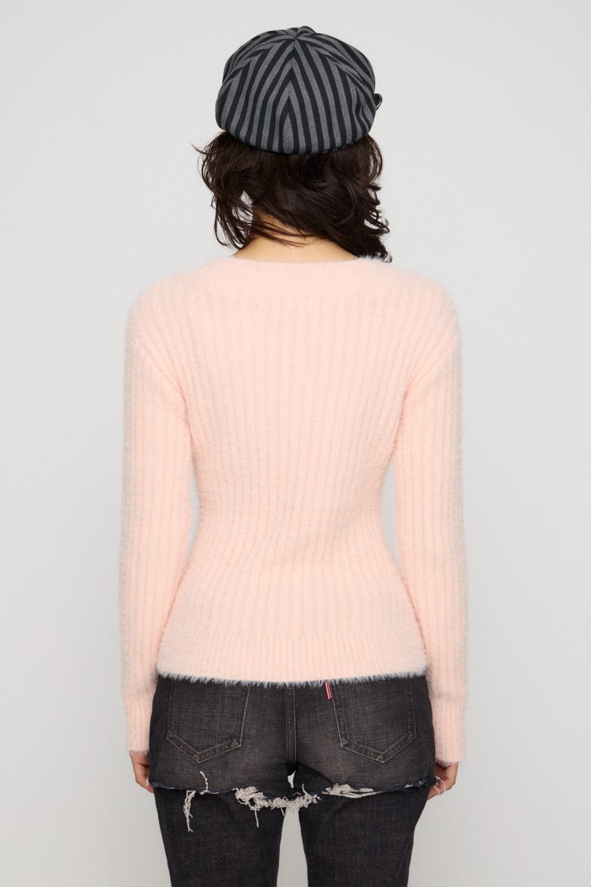 WIDE NECK SHAGGY ニット PNK FREE