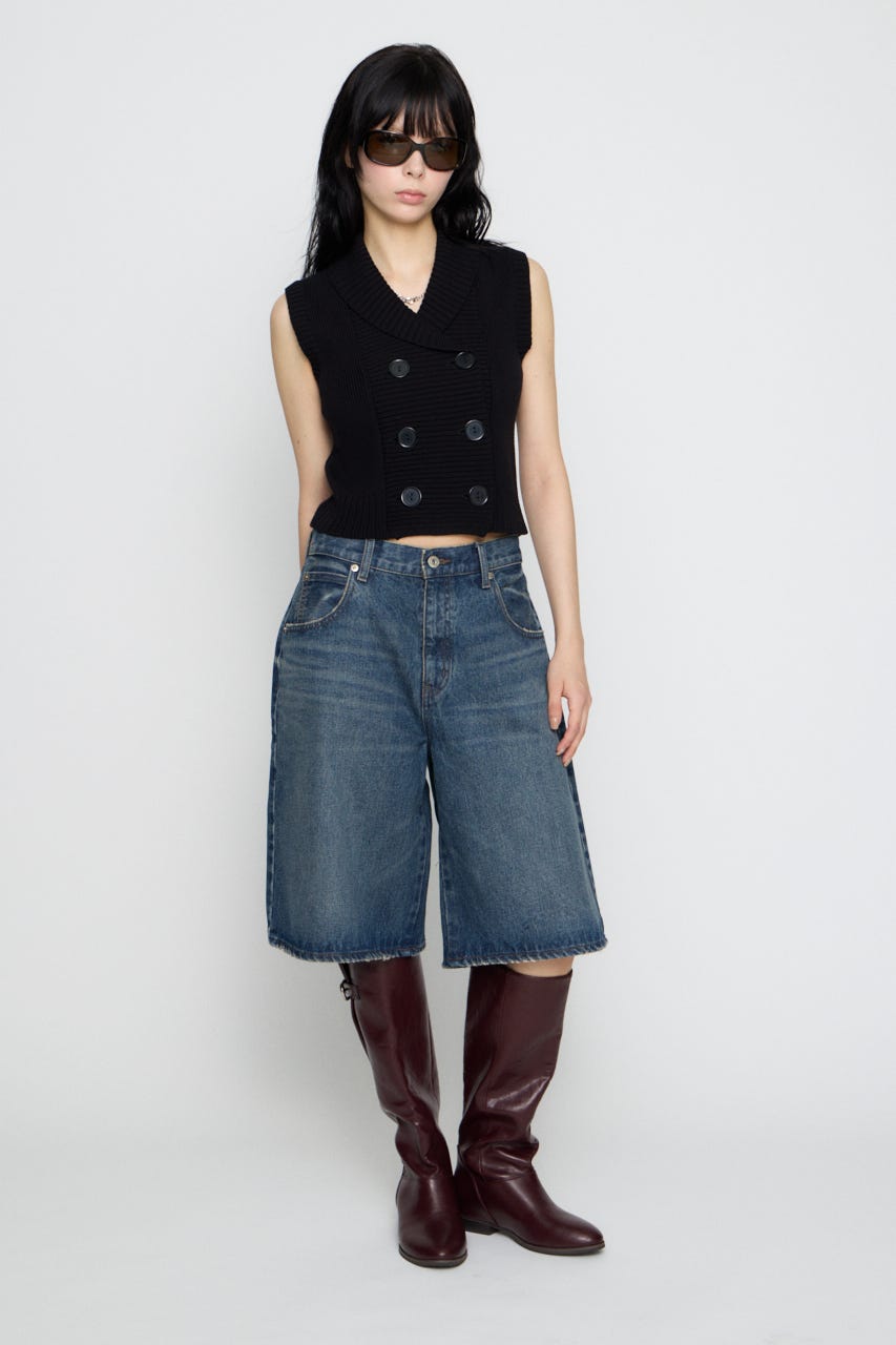 WIDE LOOSEY HALF デニム BLU XS