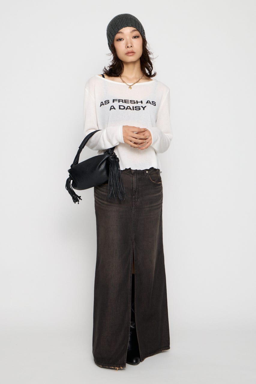 HIGH SLIT MAXI スカート BLK XS