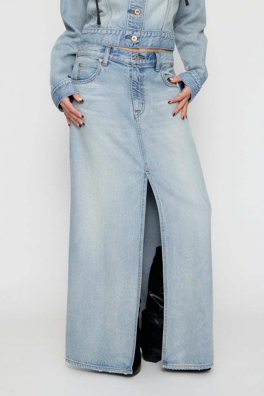 HIGH SLIT MAXI スカート L/BLU XS