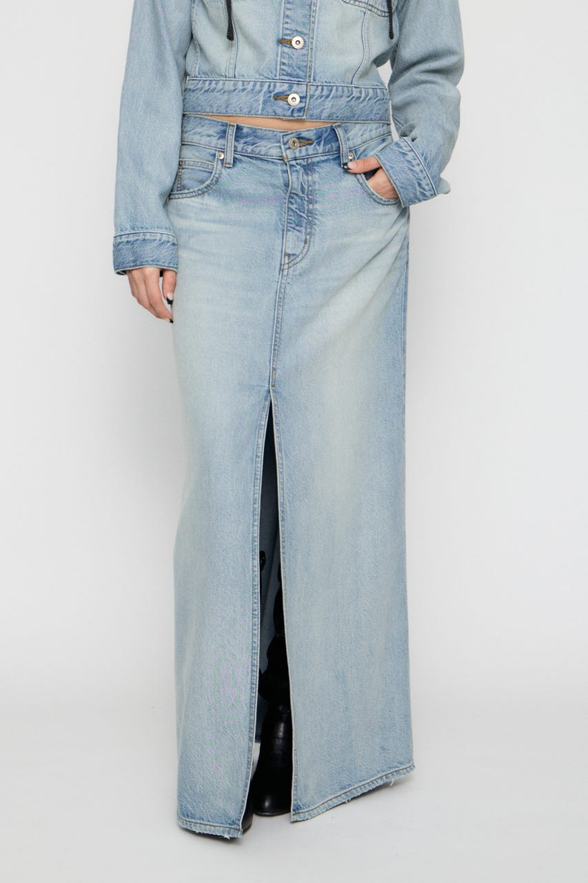 HIGH SLIT MAXI スカート L/BLU XS