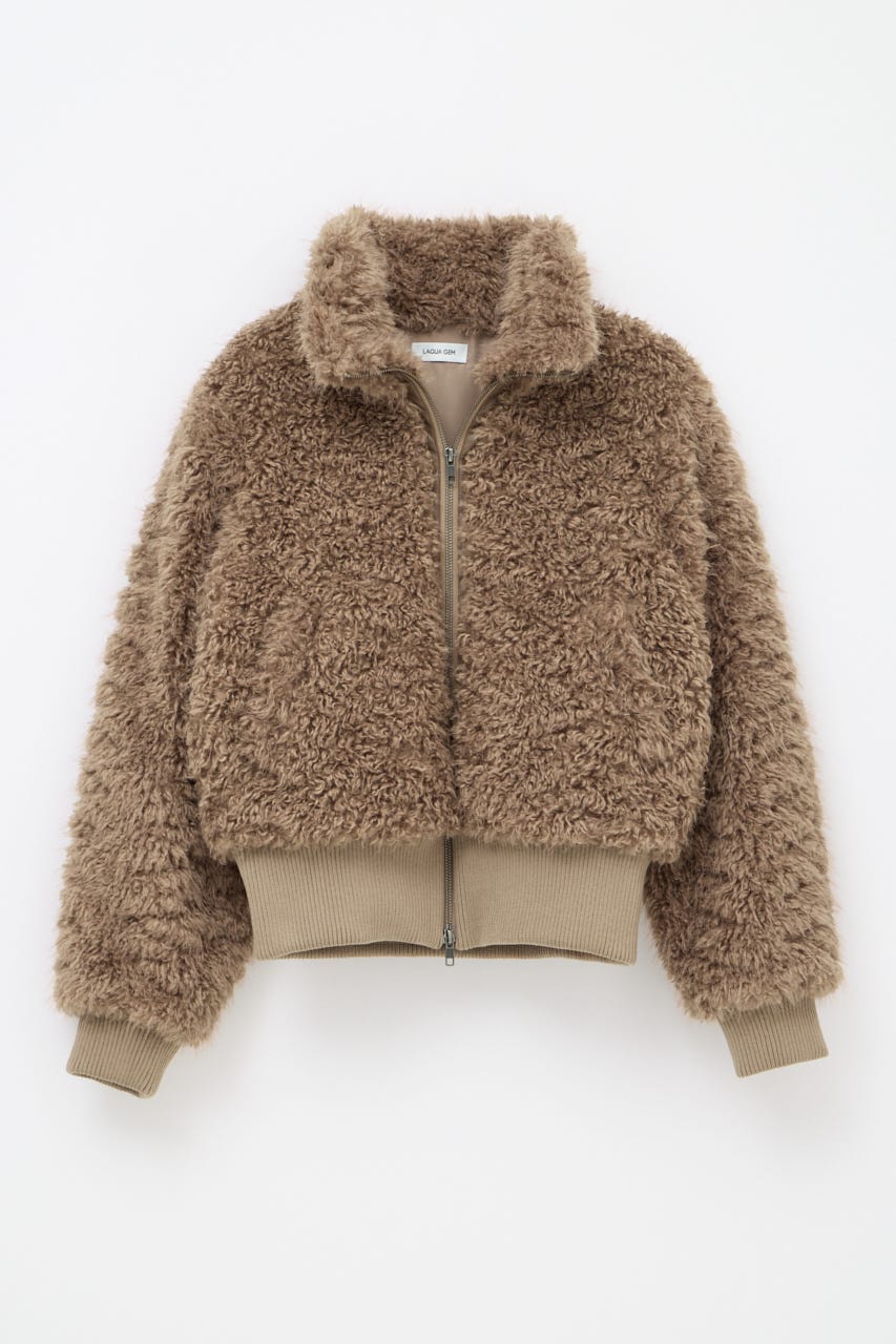 FRONT ZIP FAUX FUR ブルゾン BRN FREE