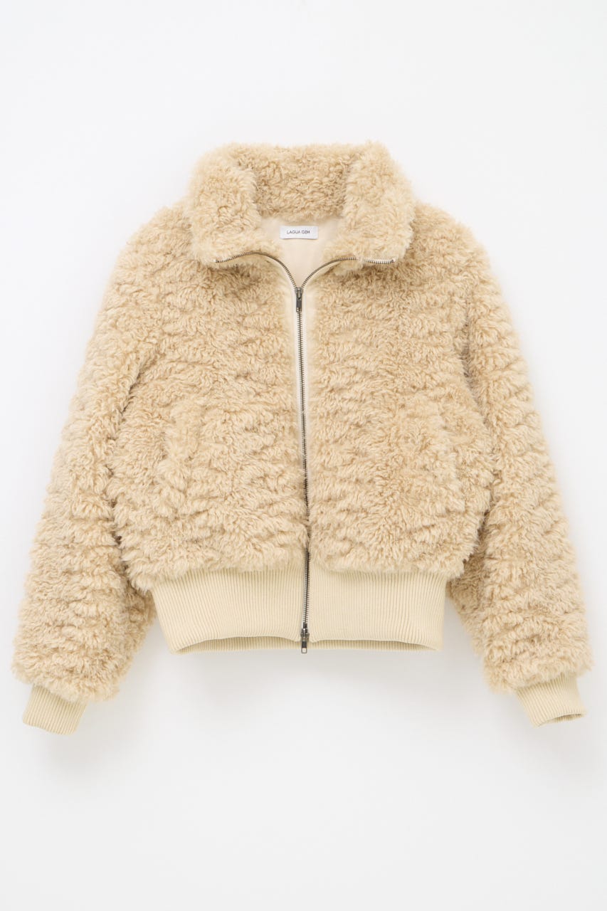 FRONT ZIP FAUX FUR ブルゾン IVOY FREE
