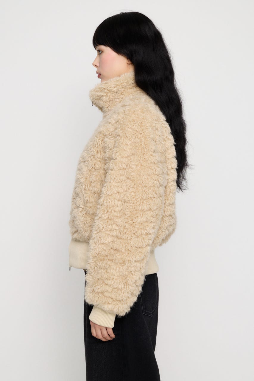 FRONT ZIP FAUX FUR ブルゾン IVOY FREE
