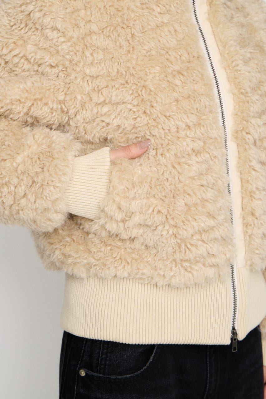 FRONT ZIP FAUX FUR ブルゾン IVOY FREE