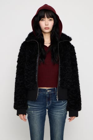 FRONT ZIP FAUX FUR ブルゾン