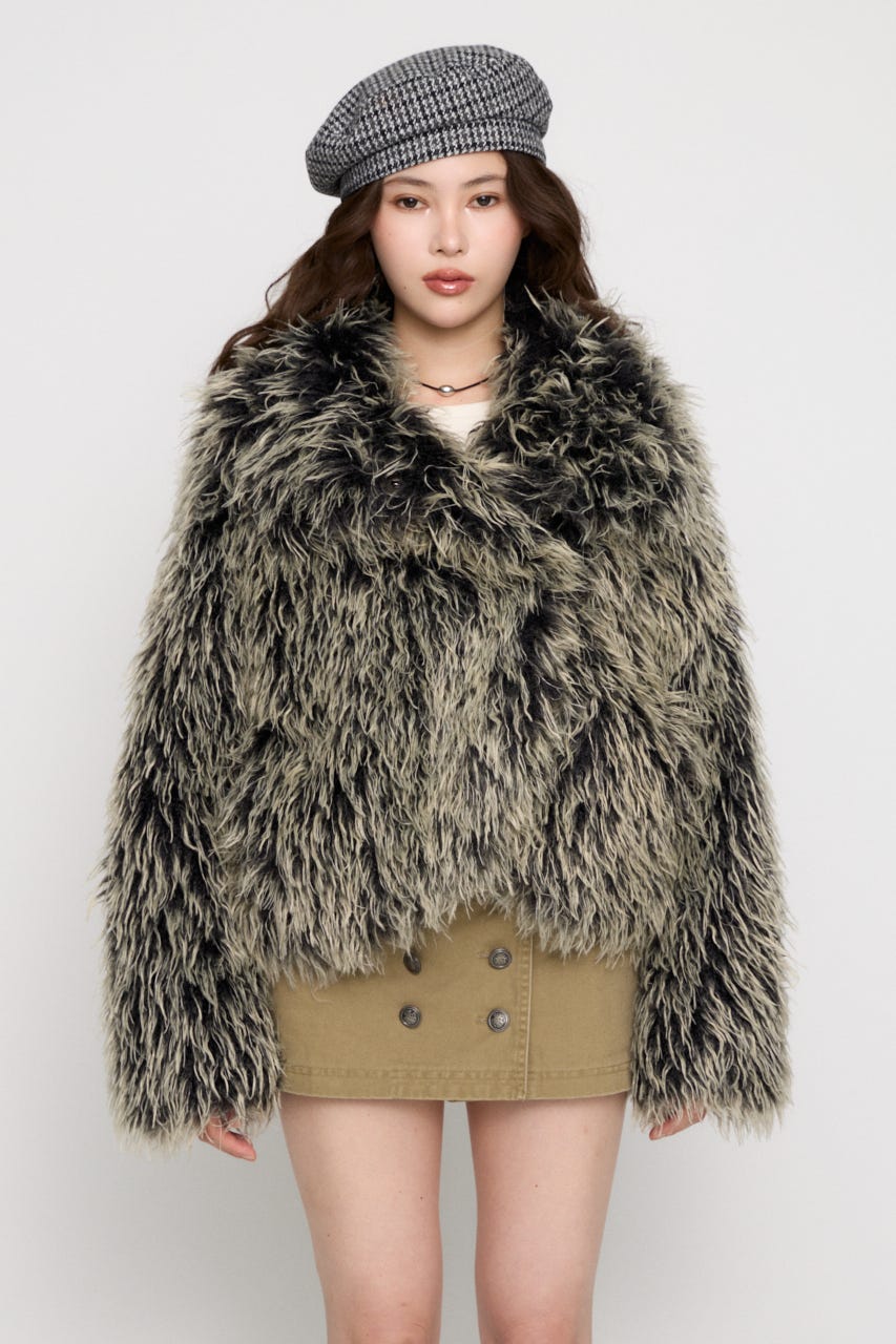 FRIZZY FAUX FUR ジャケット BLK FREE