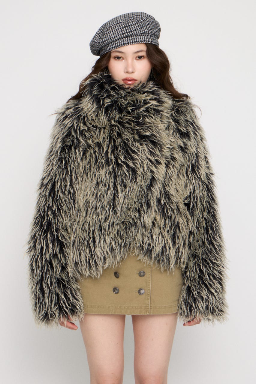 FRIZZY FAUX FUR ジャケット BLK FREE